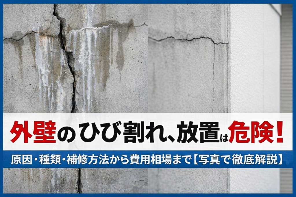 外壁のひび割れ、放置は危険？原因・種類別の補修方法から費用相場まで【写真で徹底解説】