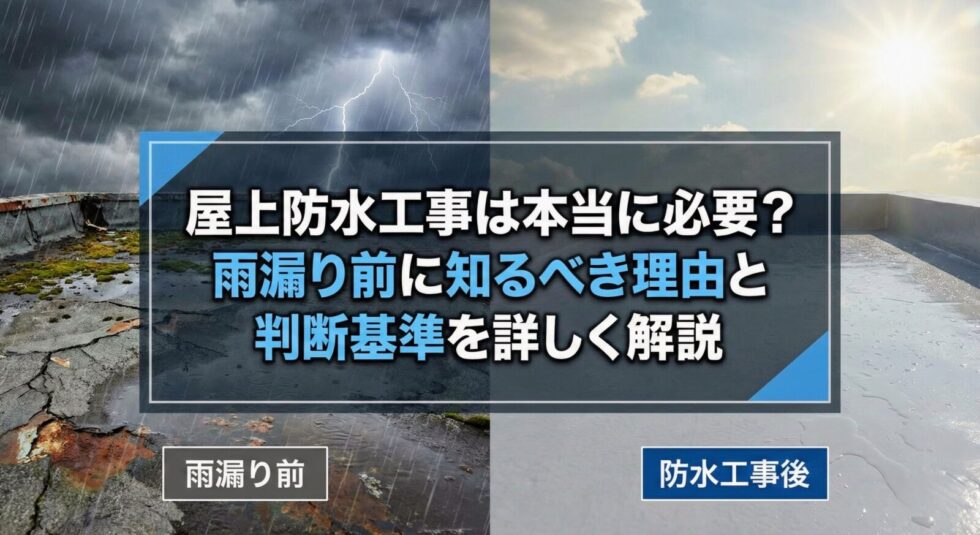 屋上防水工事は本当に必要？雨漏り前に知るべき理由と判断基準を詳しく解説