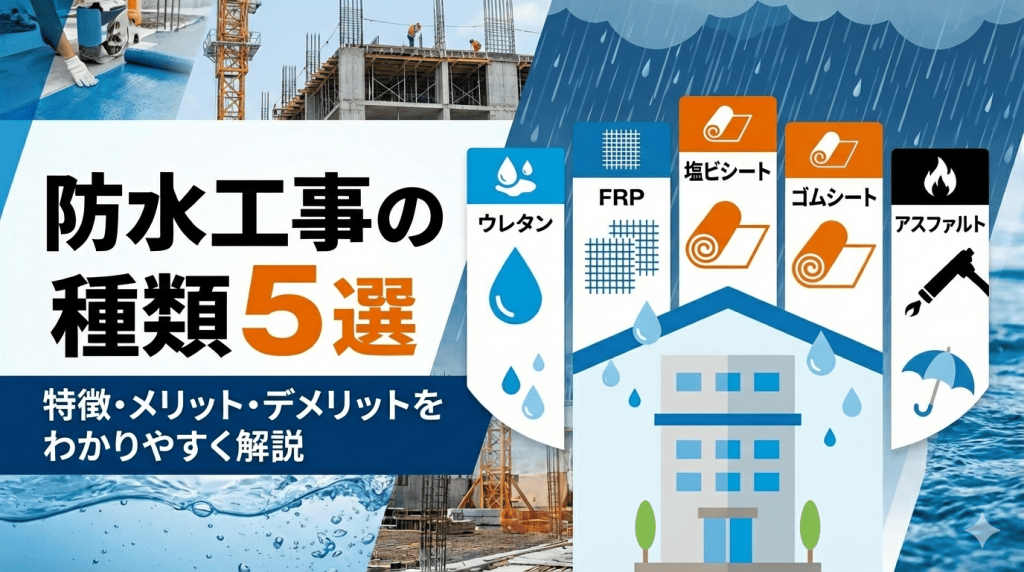 防水工事の種類5選｜特徴・メリット・デメリットをわかりやすく解説