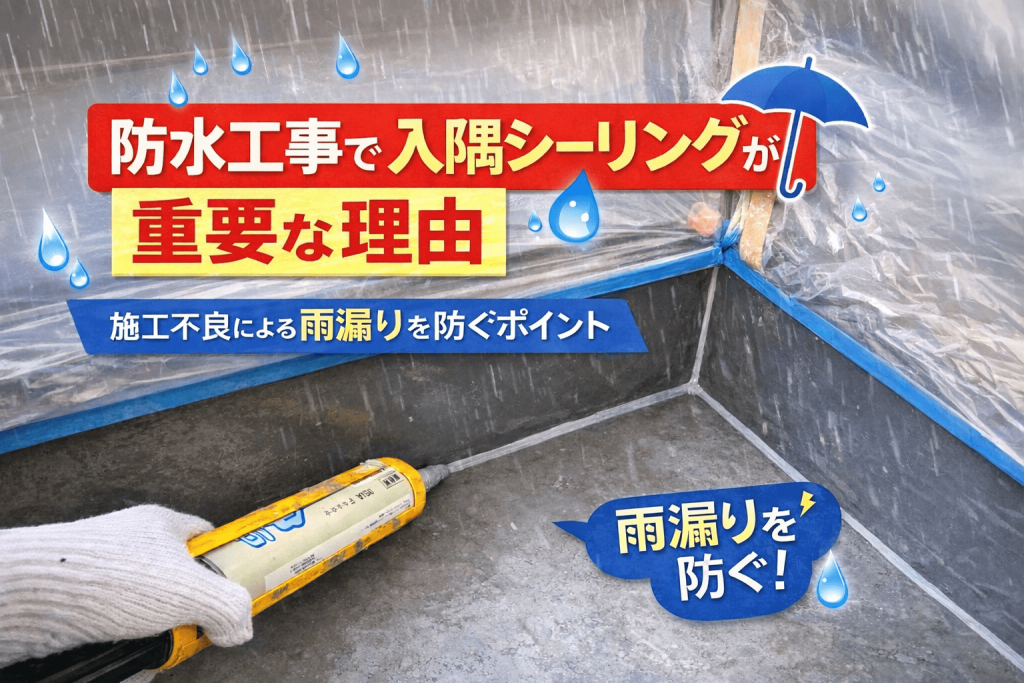 防水工事で入隅シーリングが重要な理由｜施工不良による雨漏りを防ぐポイント
