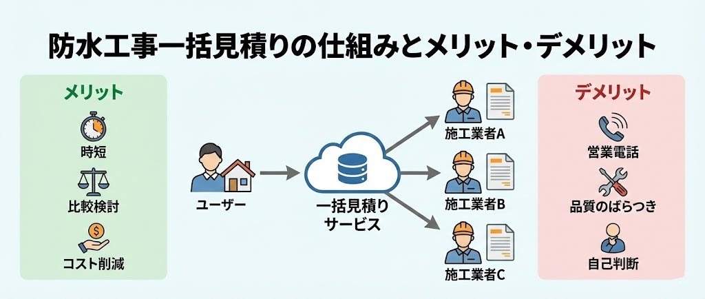 防水工事一括見積りの仕組みとメリット・デメリット