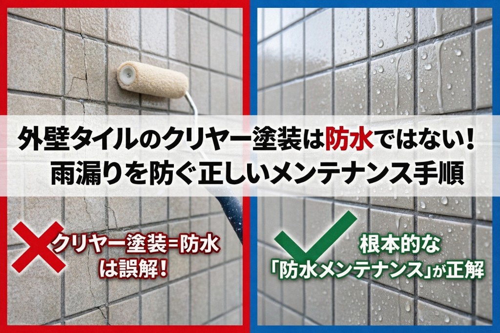 外壁タイルのクリヤー塗装は防水ではない！雨漏りを防ぐ正しいメンテナンス手順