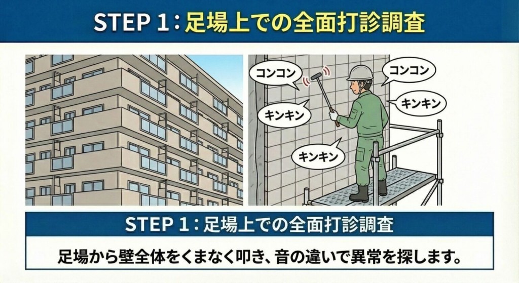 足場上での全面打診調査