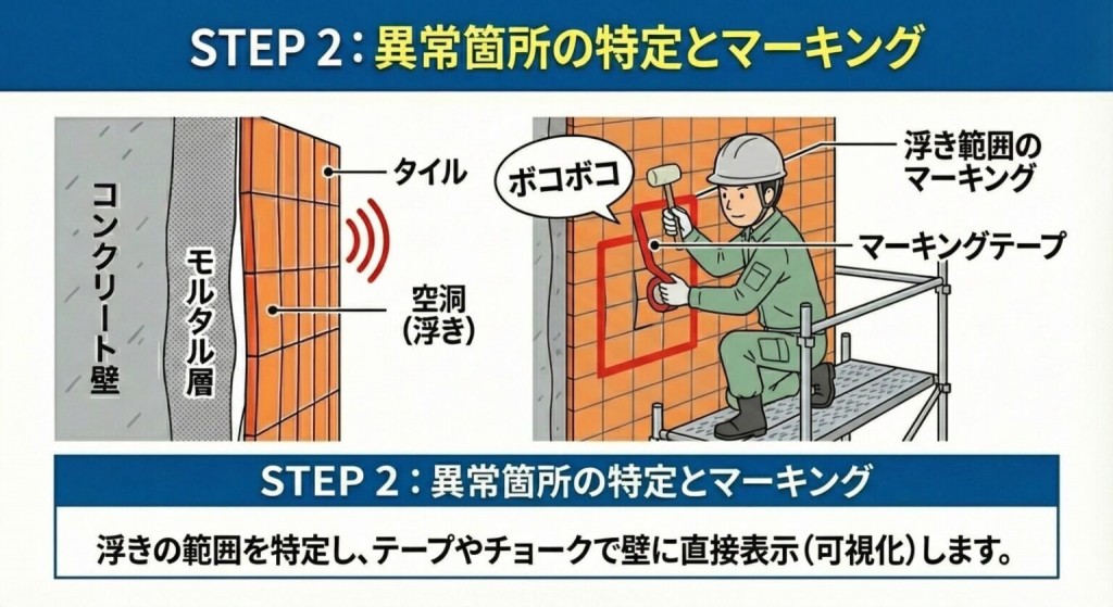 異常個所の特定とマーキング