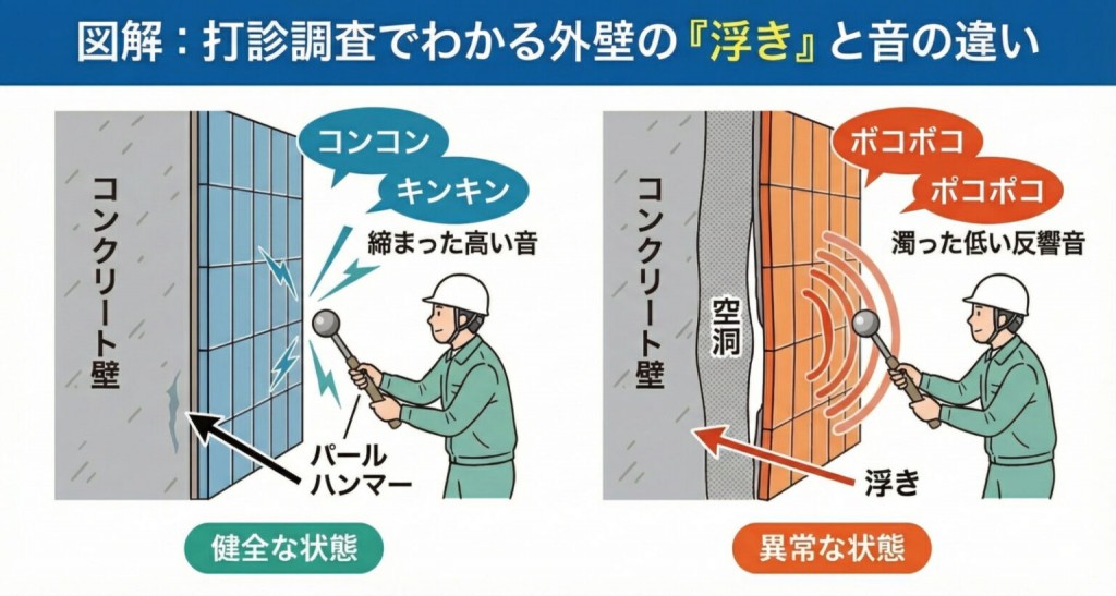打診調査でわかる外壁の「浮き」と音の違い