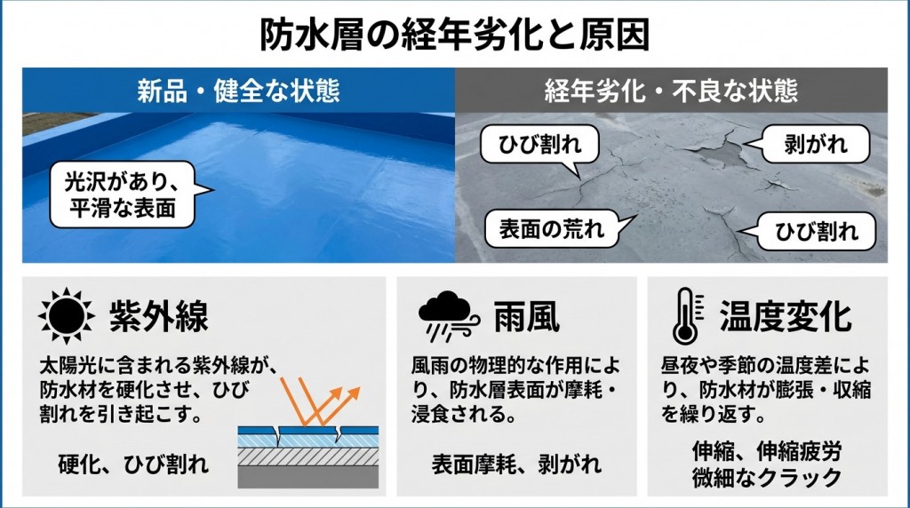 防水層の経年劣化と原因