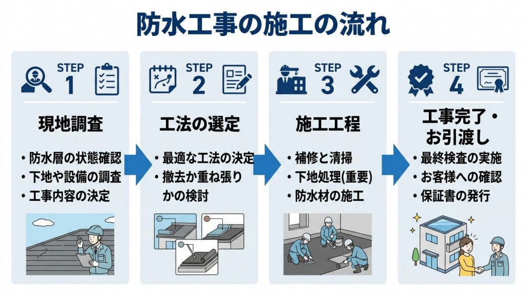 防水工事の施工の流れ