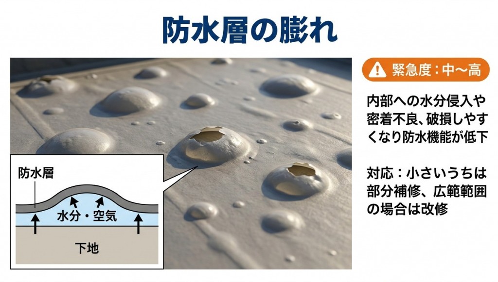 防水層の膨れ