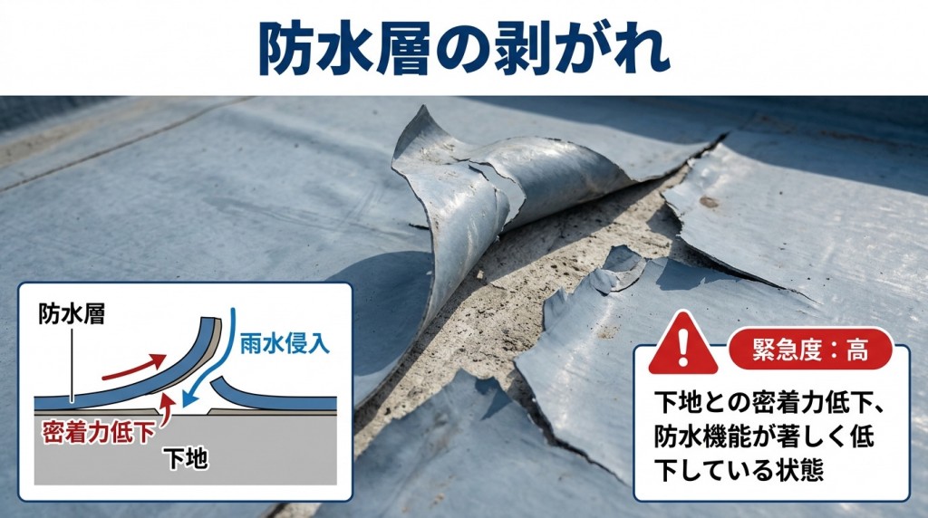 防水層の剥がれ