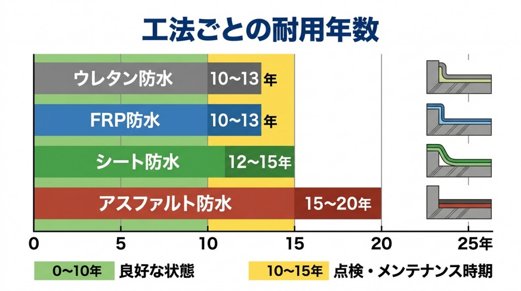 工法ごとの耐用年数