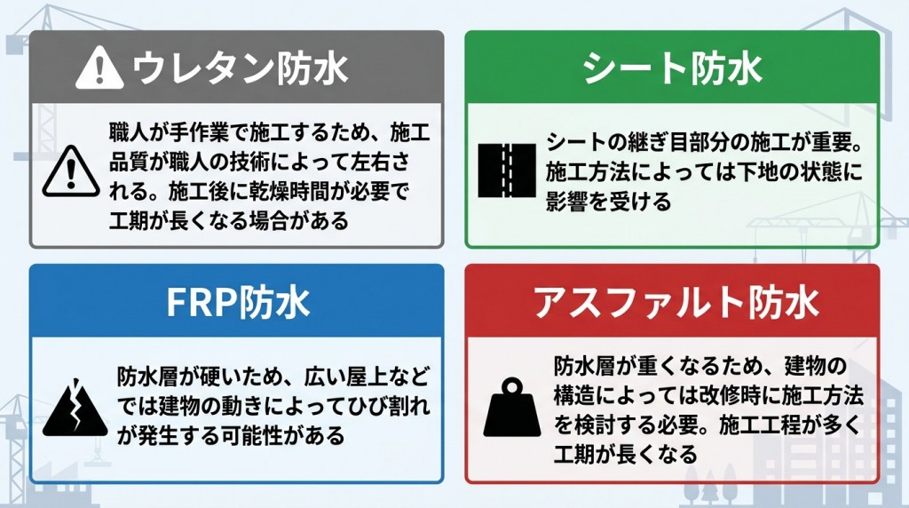各工法のデメリット
