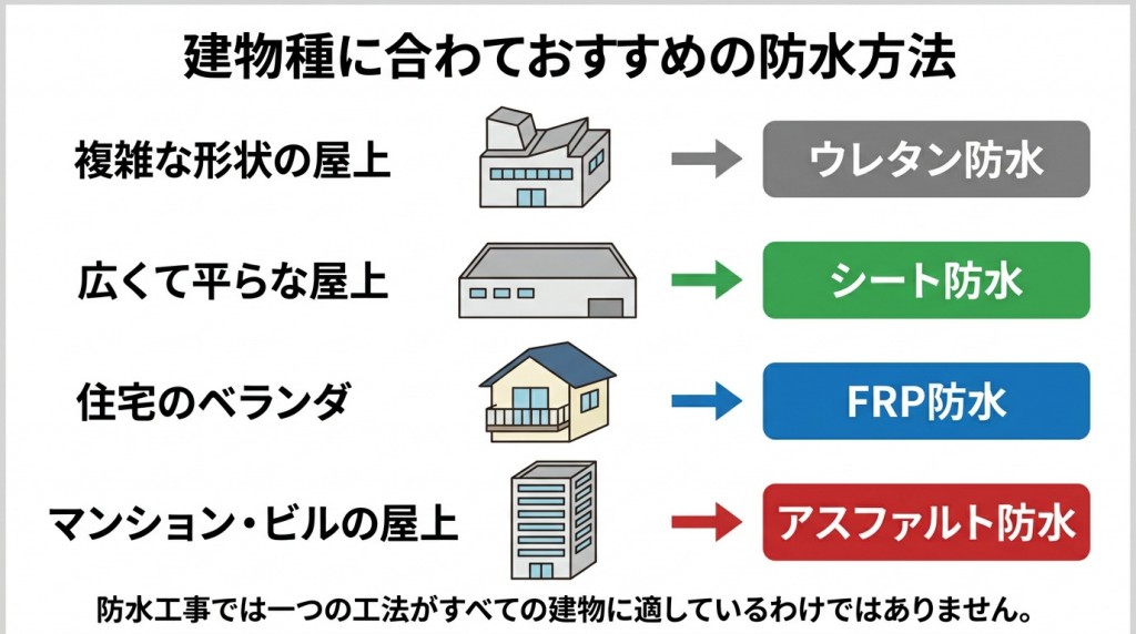 建物ごとのおすすめの防水工法について