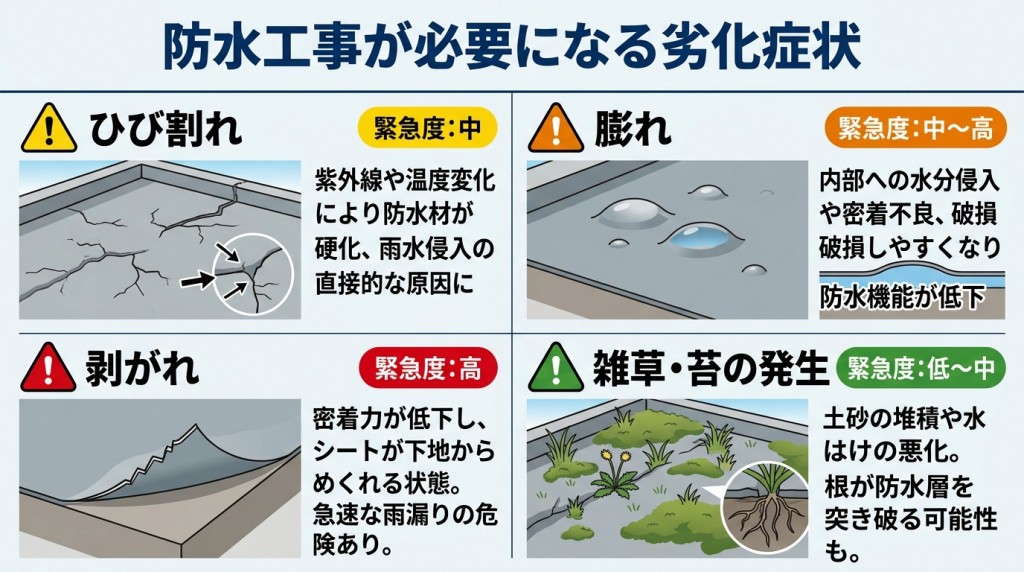 防水工事が必要になる劣化症状
