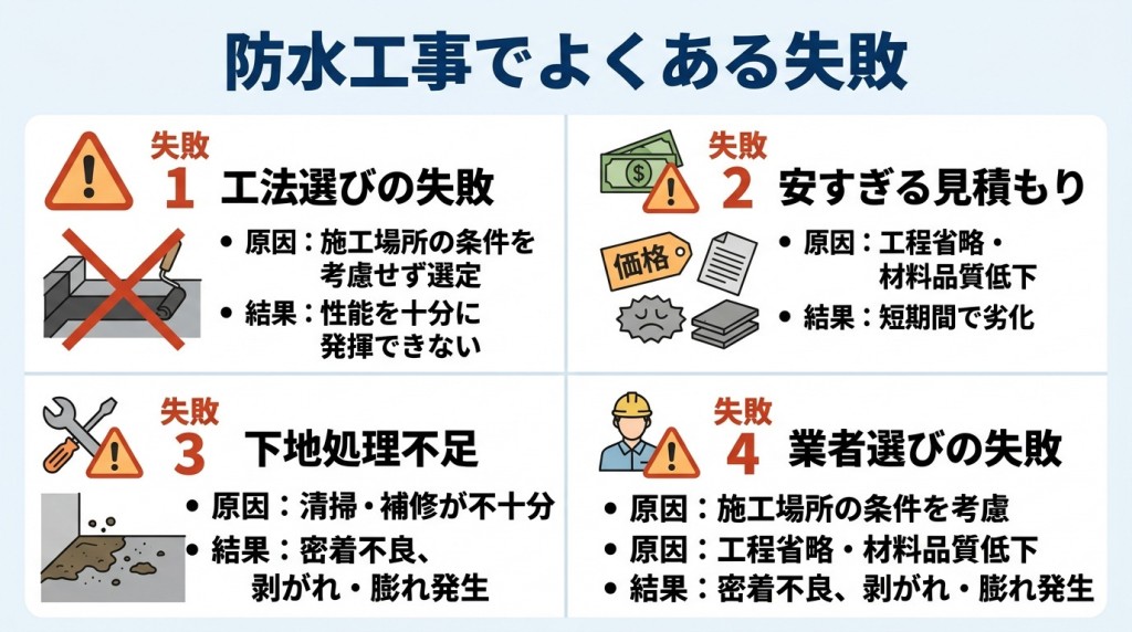 防水工事でよくある失敗