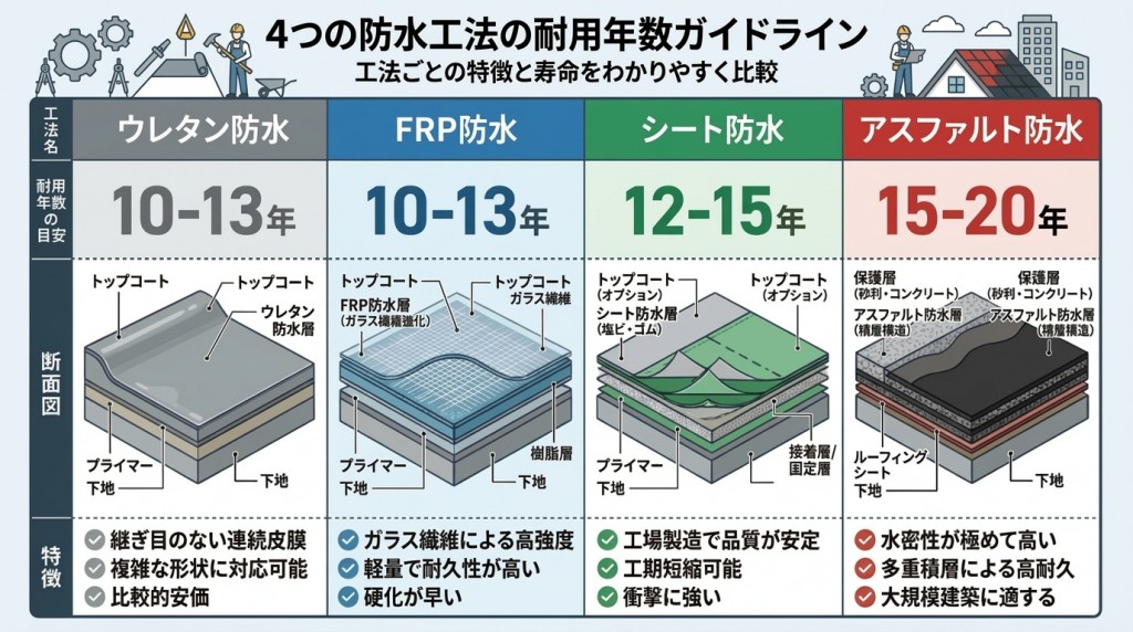 防水工事の耐用年数のガイドライン