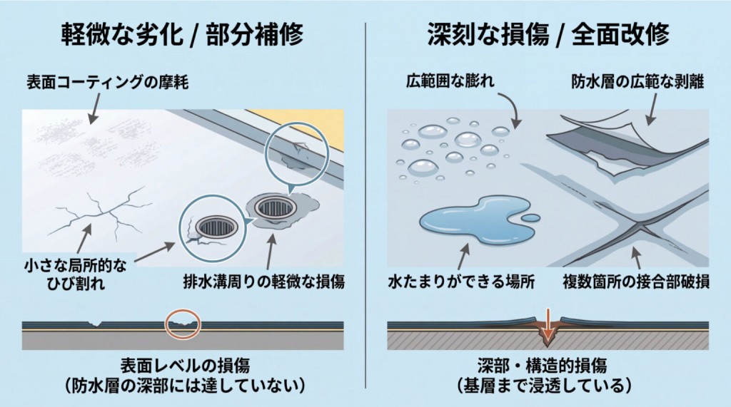 部分補修で済むケースと全面改修が必要なケース